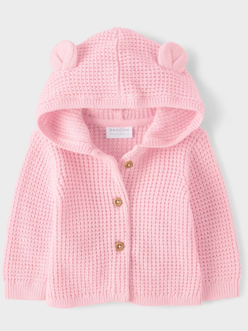 Children’s place baby girl Pink Knit Hooded Bear Cardigan with Ears 18-24M